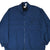 Front of navy blue Nike windbreaker jacket with black embroidered Swoosh and zip closure