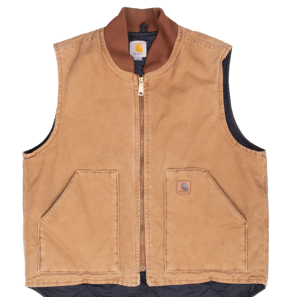 VINTAGE CARHARTT BROWN QUILT LINED VEST JACKET V02211 2015 LARGE