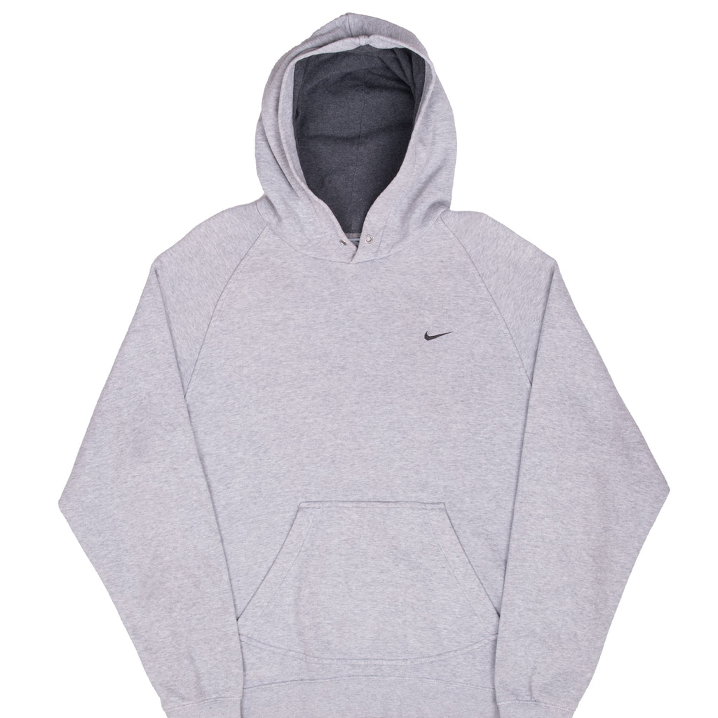 Vintage Nike Classic Swoosh Grey Hoodie Sweatshirt 2000S Size Large