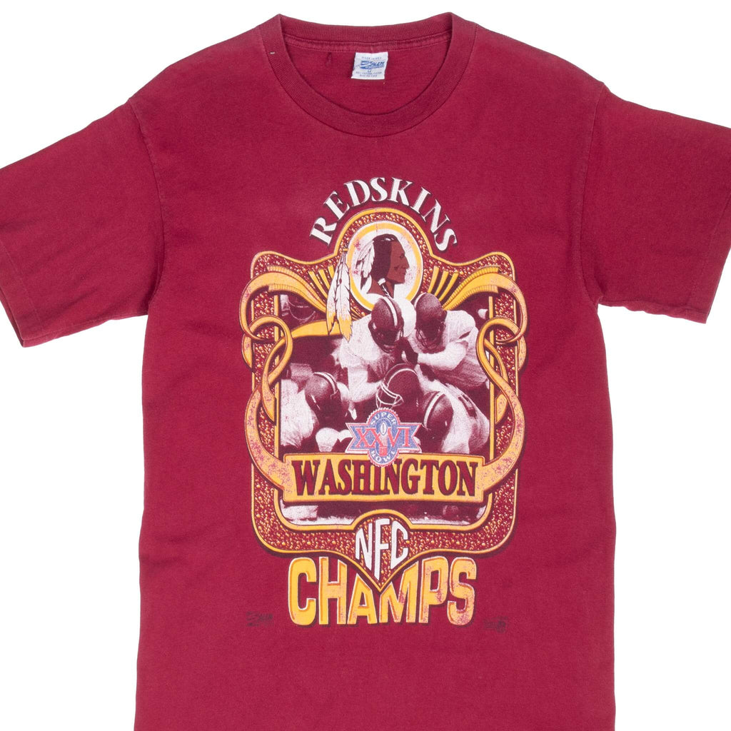 Vintage NFL Washington Redskins NFC Champion Superbowl XXVI 1992 Tee Shirt Size Small Made In USA With Single Stitch Sleeves
