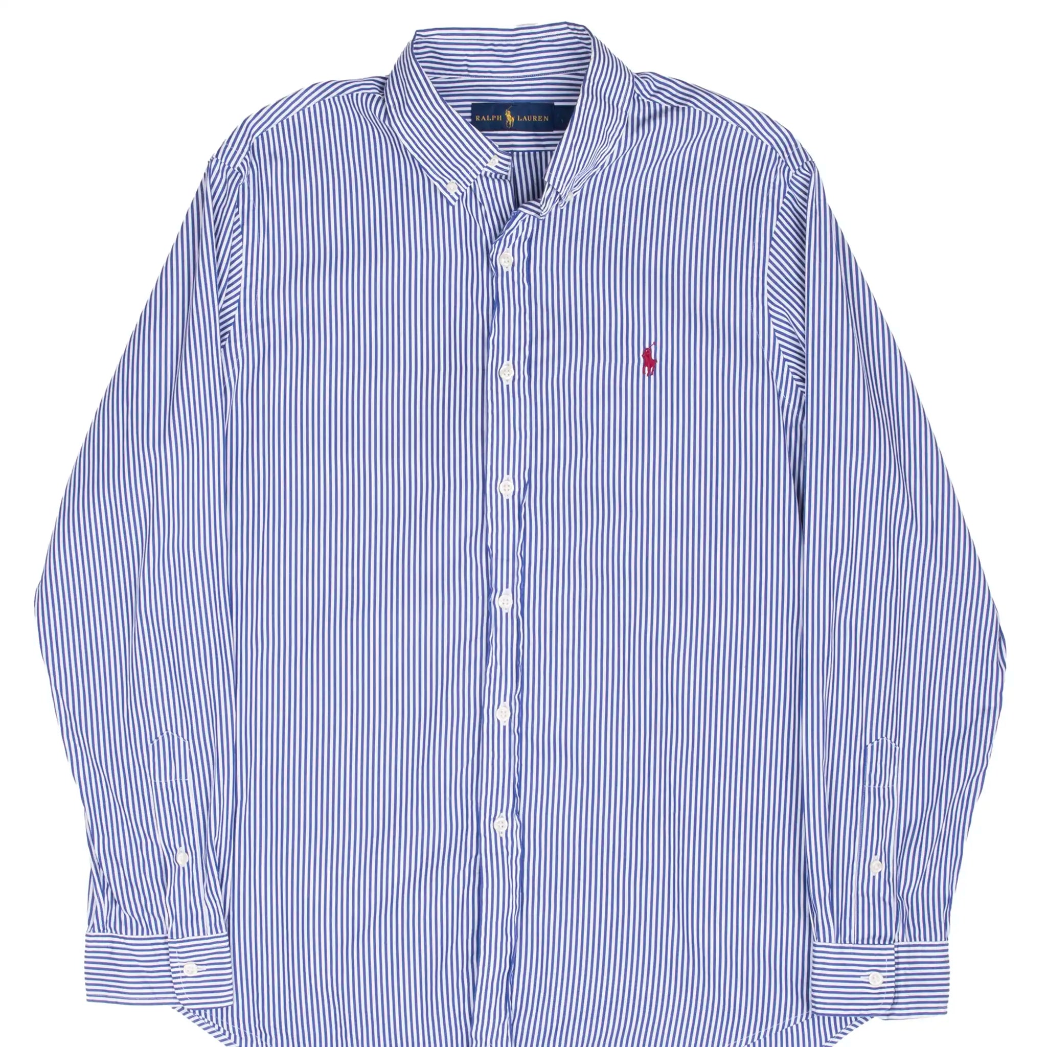 Vintage Ralph Lauren Classic Blue Striped Shirt Size Large