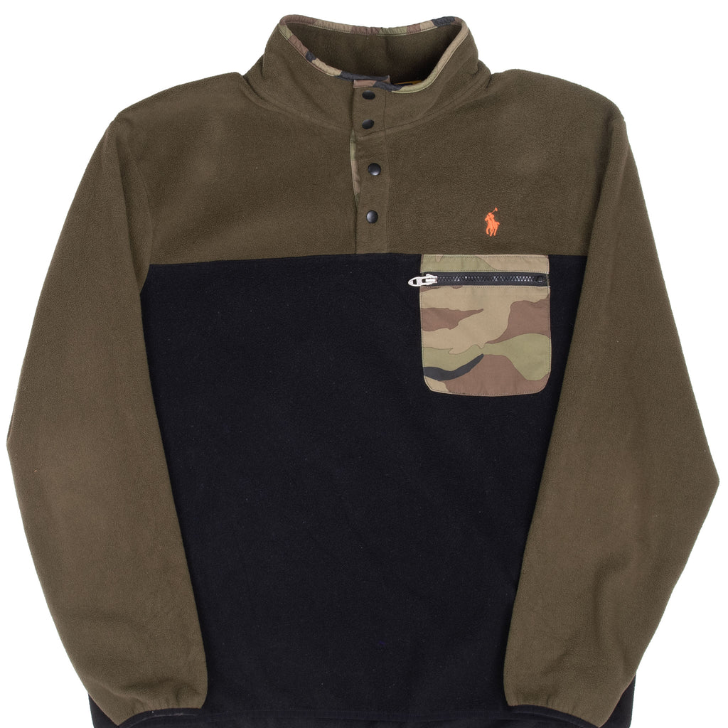 Vintage Ralph Lauren Camo Pullover Fleece Jacket Size XL