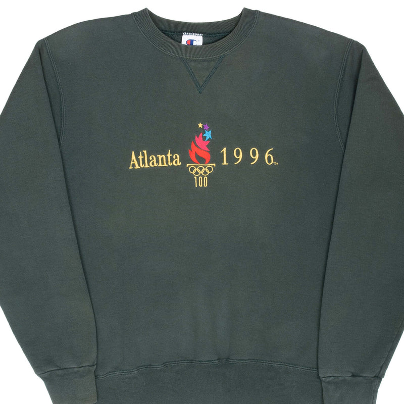 Vintage Atlanta Olympic Games 1996 Green Champion Sweatshirt Size Large Made In Usa
