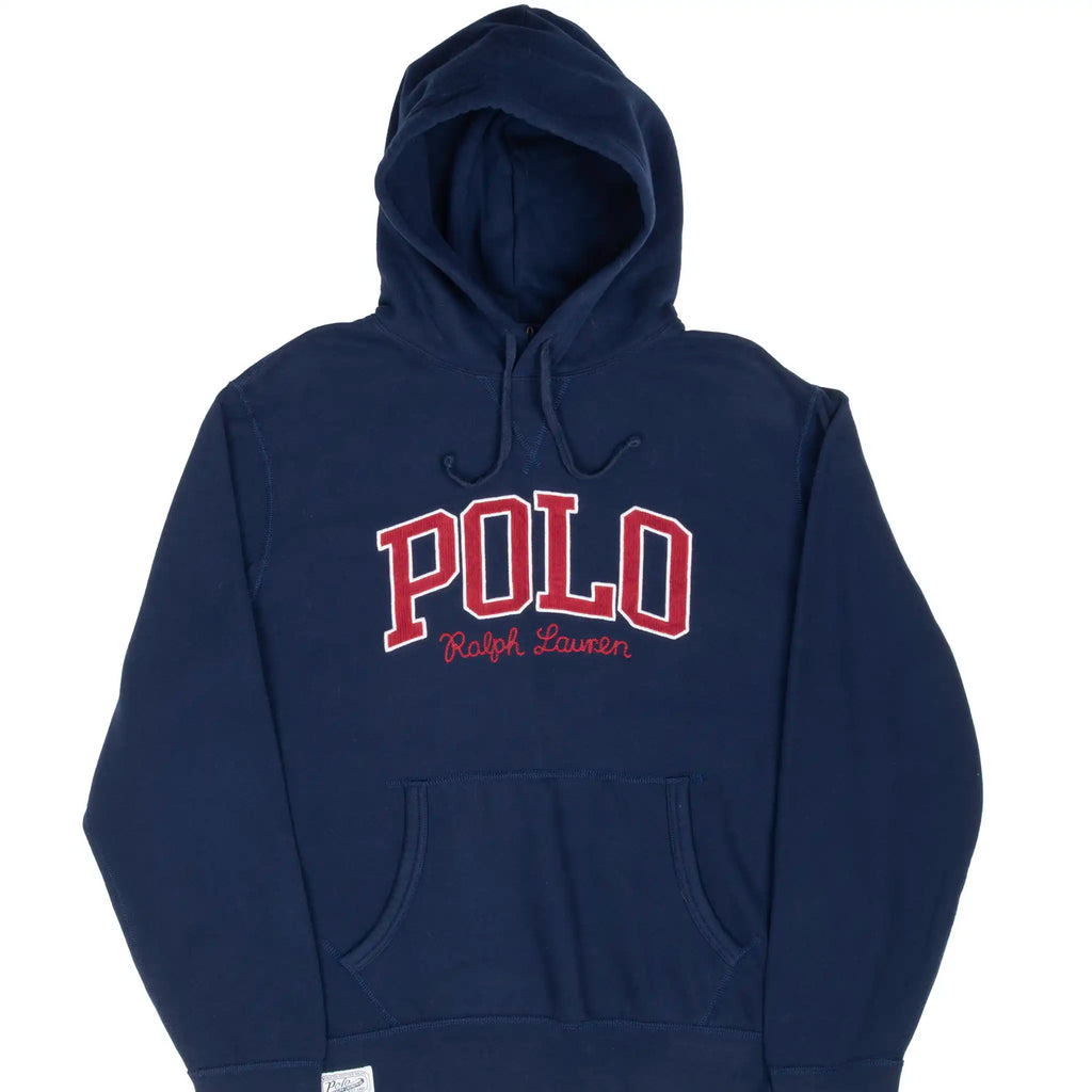 Vintage Polo Ralph Lauren Embroidered Blue Hoodie Sweatshirt Size Large