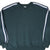 Front detail of dark green Russell Athletic sweatshirt with navy and gray shoulder and sleeve stripes