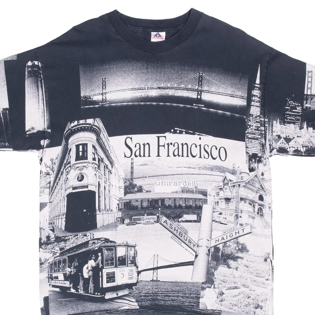 Vintage San Francisco All Over Print&nbsp; Graphic Tee Shirt 1990S Size XL