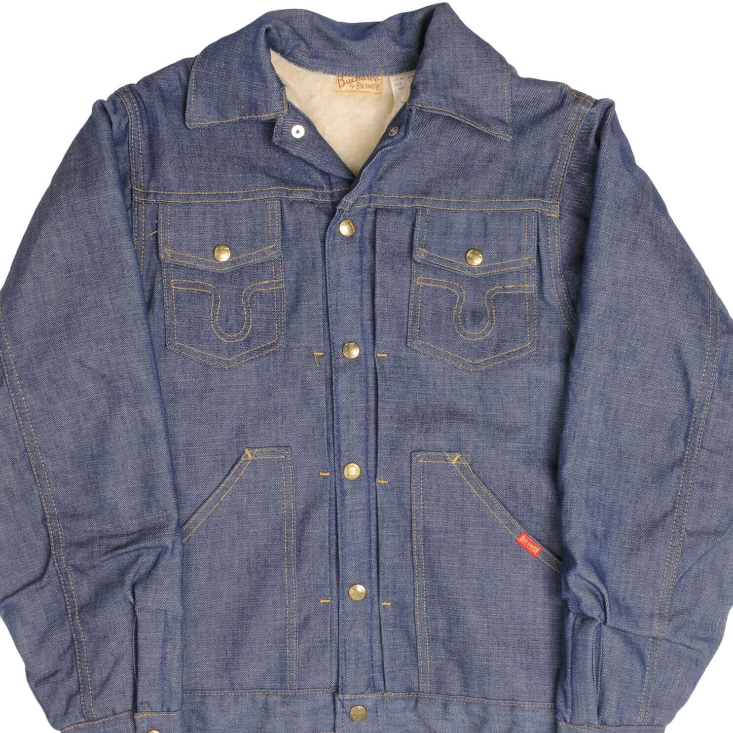 Vintage Buckaroo Big Smith Pleated Fur Lined Denim Jacket Type 2 1960S Size 36 Made In USA