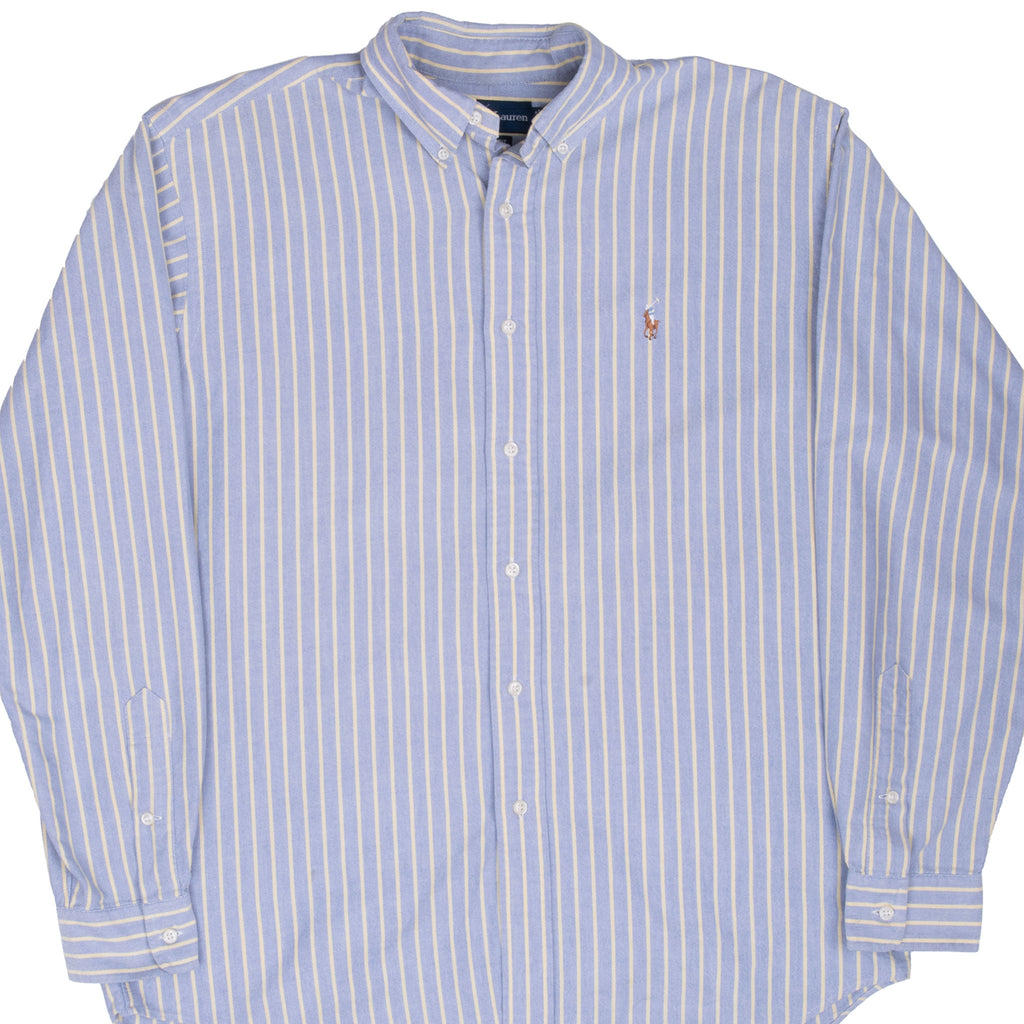 Vintage Ralph Lauren Blue And Yellow Stripped Shirt 1990S Size Medium