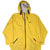 Front of yellow Nike hooded windbreaker with black zipper, chest Swoosh, and angled pockets