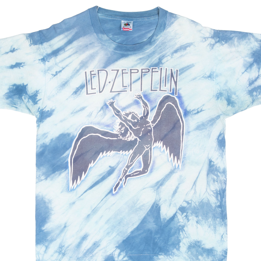 Vintage Led Zeppelin Tie Dye Tee Shirt 1984 Size Large Made In USA With Single Stitch Sleeves