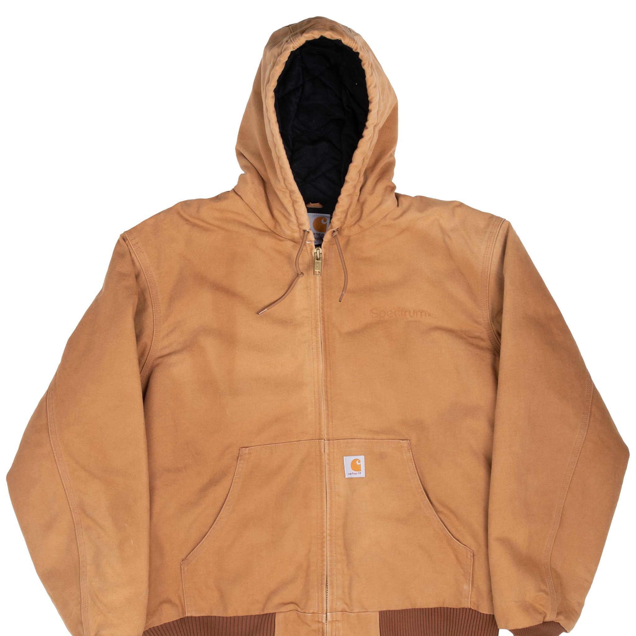 Vintage Carhartt Sandstone Hooded Active Jacket J140Brn Size Xl Made In Usa