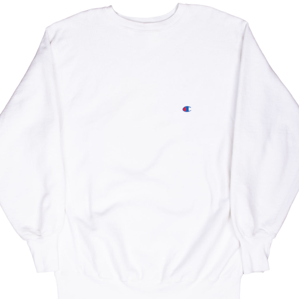 Vintage Champion Reverse Weave White Sweatshirt 1990S Size XL Made In Usa