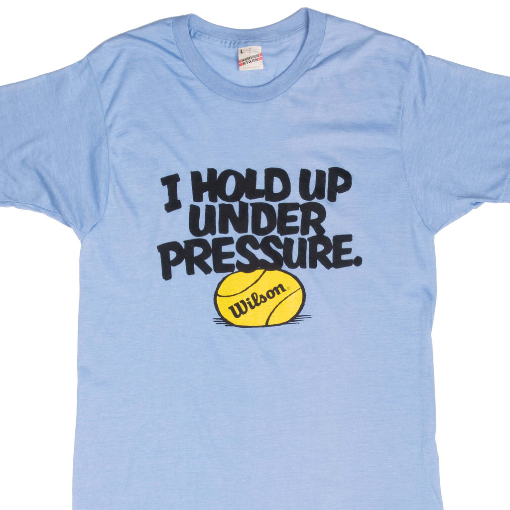 Vintage Wilson Tennis Blue Tee Shirt 1980S Size Small Made In Usa With Single Stitch Sleeves