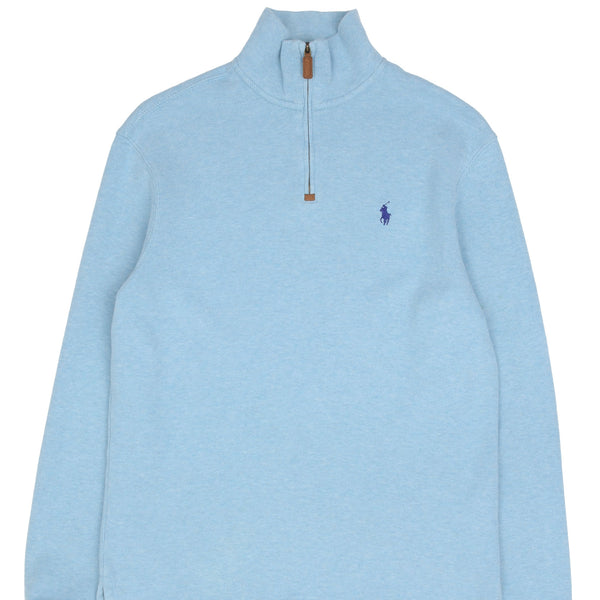 Vintage Polo Ralph Lauren Light Blue Quarter 1/4 Zip Sweatshirt Size Small 