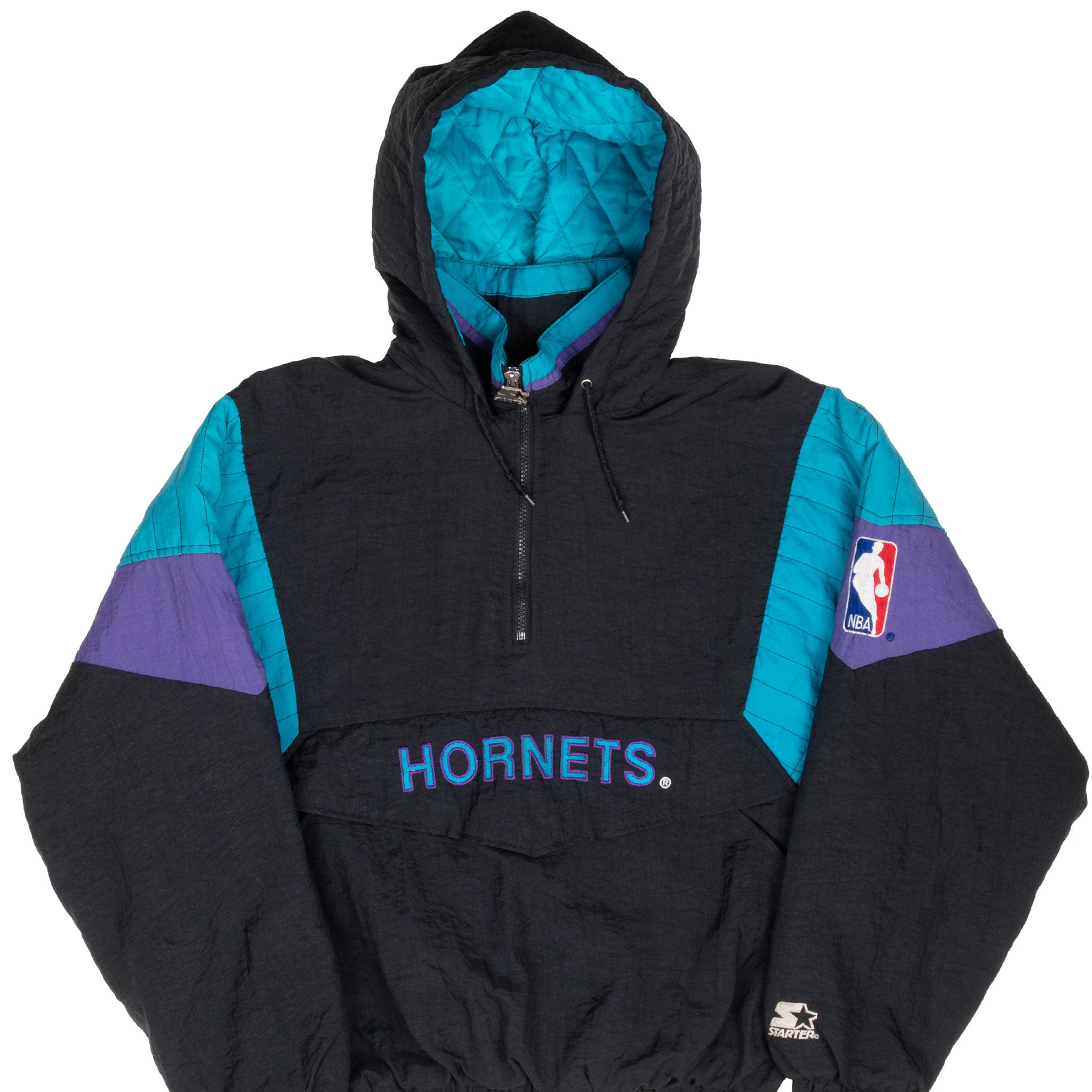 Vintage Nba Starter Charlotte Hornets Pullover Heavy Windbreaker Jacket 1990S Size XL
