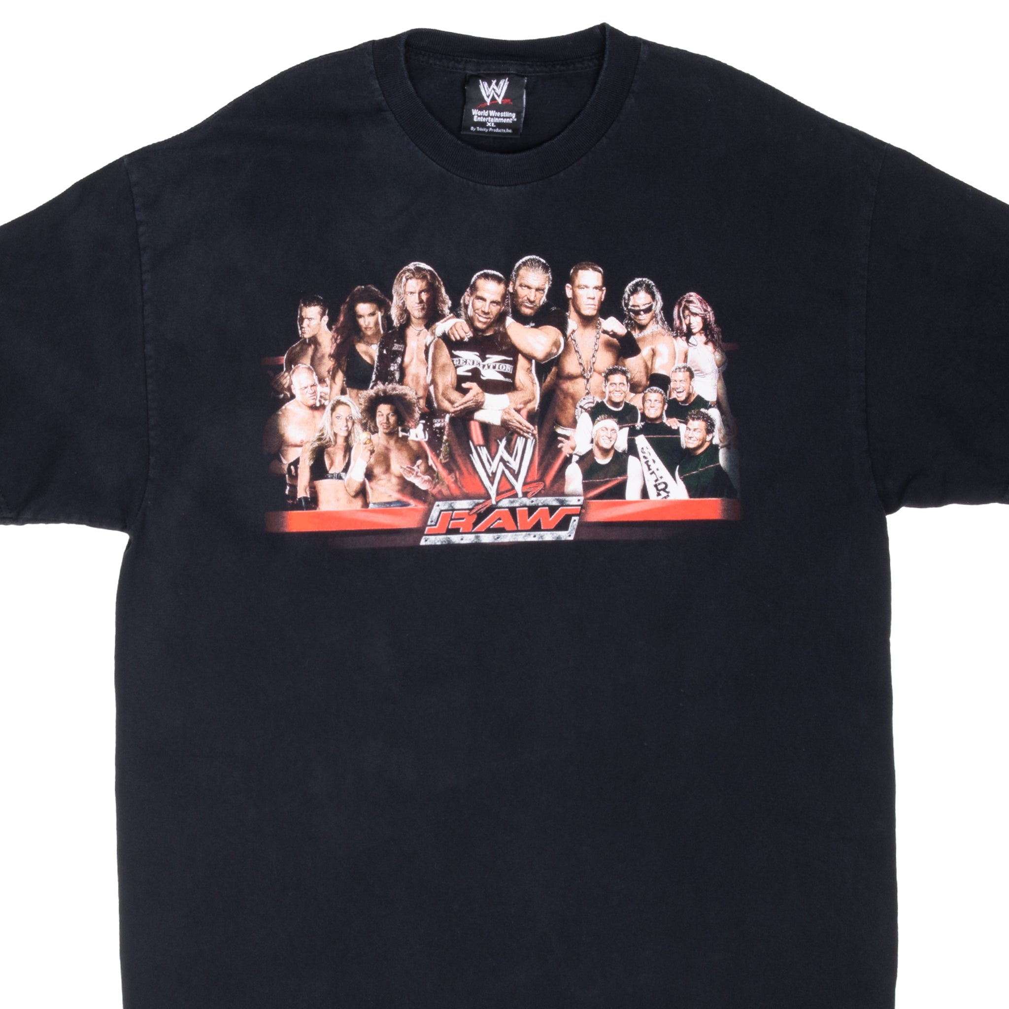 Vintage Wwe Raw John Cena Edge Kane Randy Orton Triple H Wrestling Tee Shirt 2002 Size XL