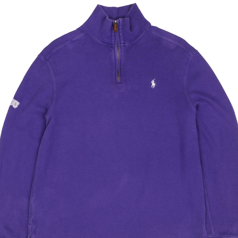 Vintage Ralph Lauren Tcu Horned Frogs Football Purple Quarter Zip Sweatshirt Medium 1990S
