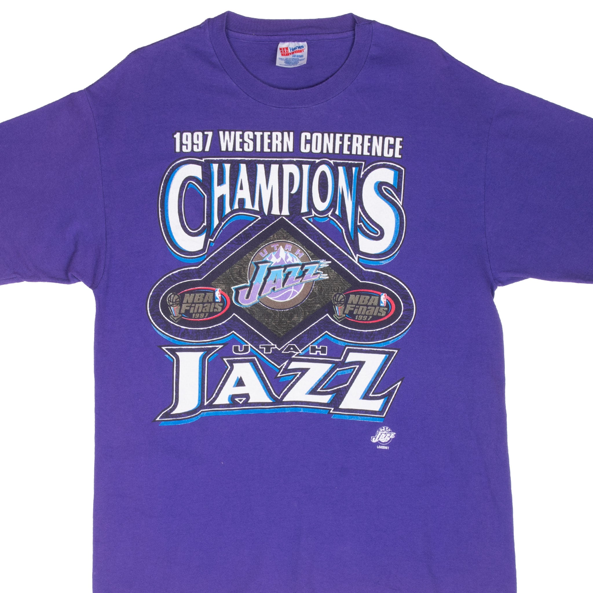 Vintage Nba Utah Jazz Western Champions 1997 Tee Shirt Size Large With Single Stitch Sleeves