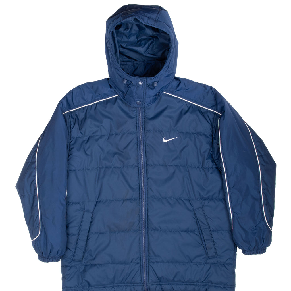 Vintage Nike Classic Swoosh Blue Woman Puffer Jacket 1990S Size Medium