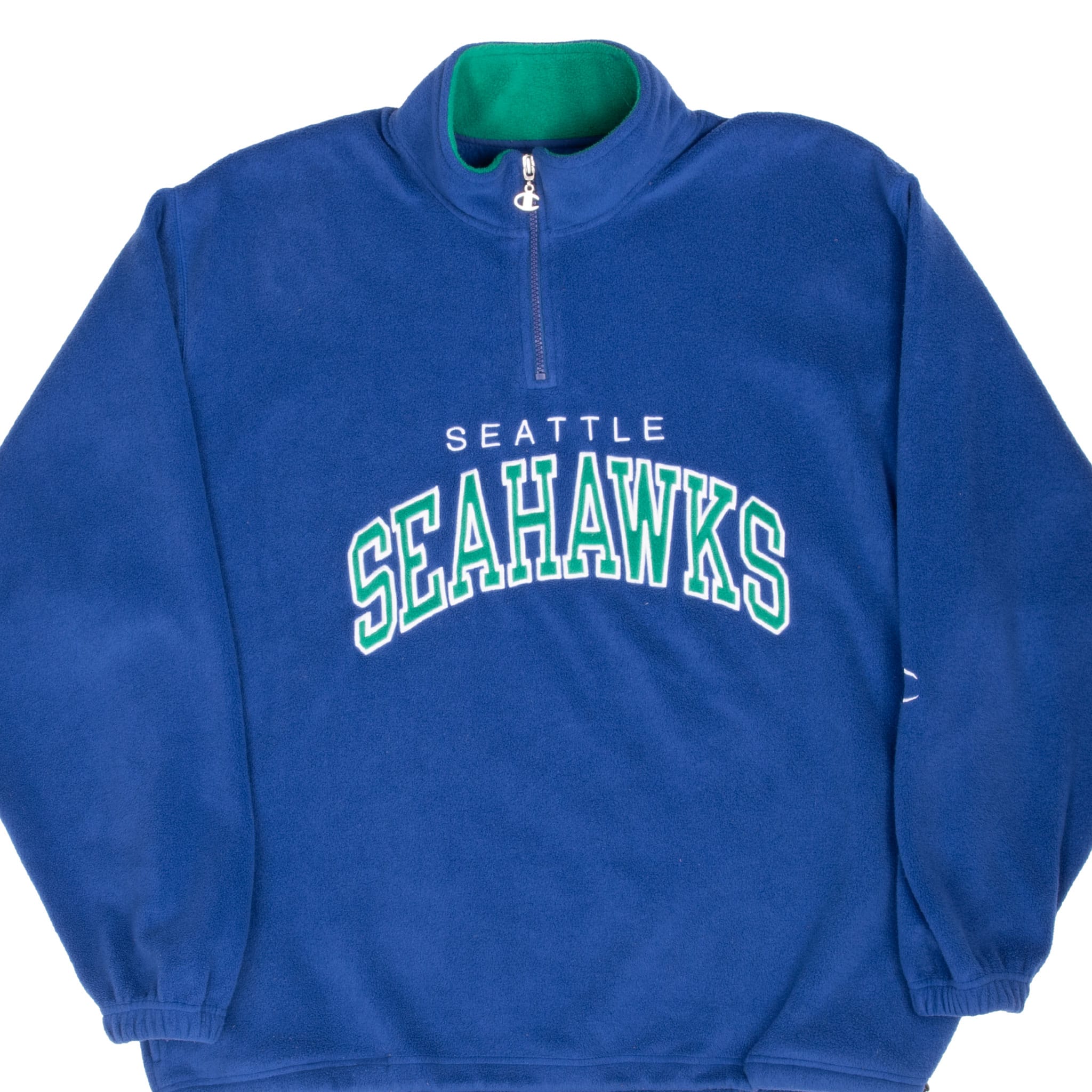 VINTAGE PROLINE NFL SEATTLE SEAHAWKS QUARTER ZIP CHAMPION FLEECE XL 1990S