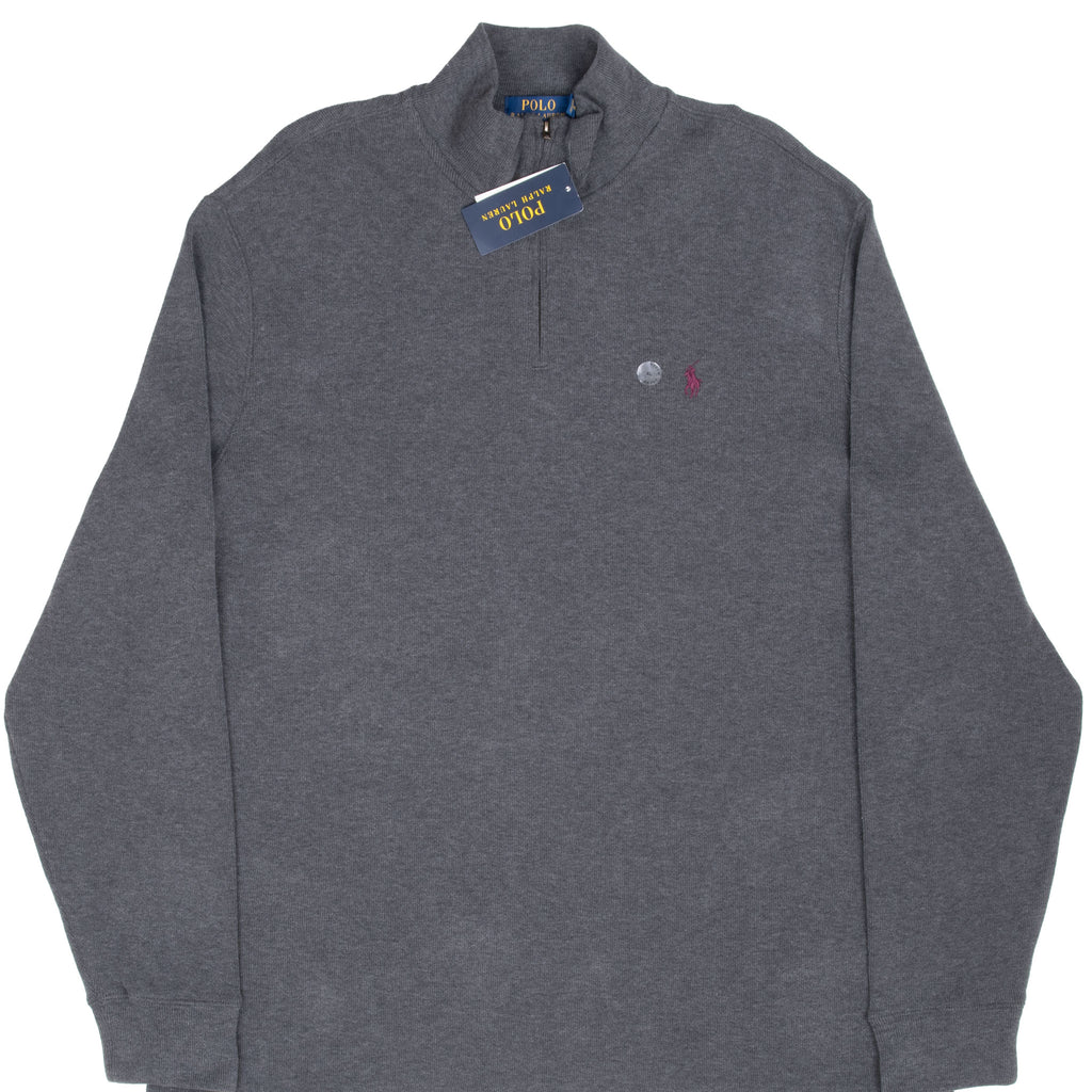 Vintage Polo Ralph Lauren Dark Grey Quarter 1/4 Zip Sweater Size Xl Deadstock