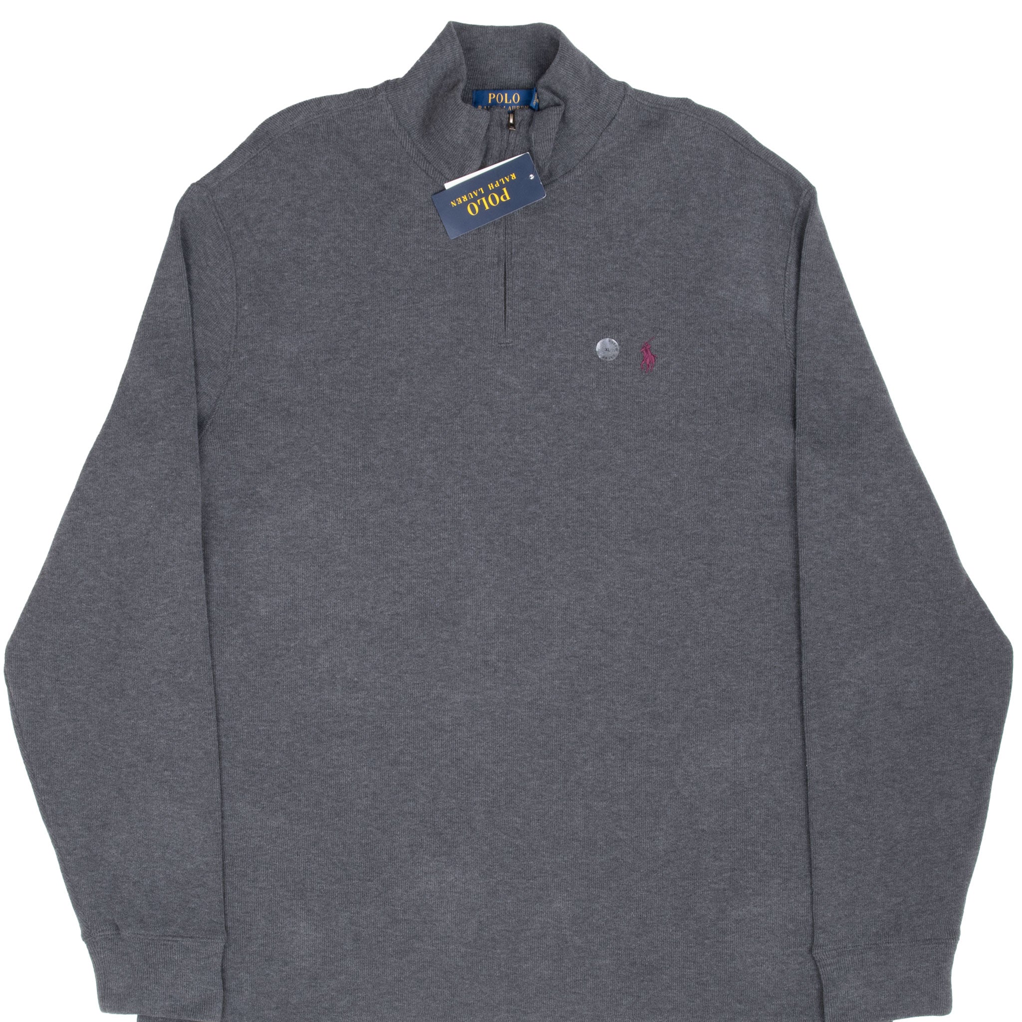 Vintage Polo Ralph Lauren Dark Grey Quarter 1/4 Zip Sweater Size Xl Deadstock