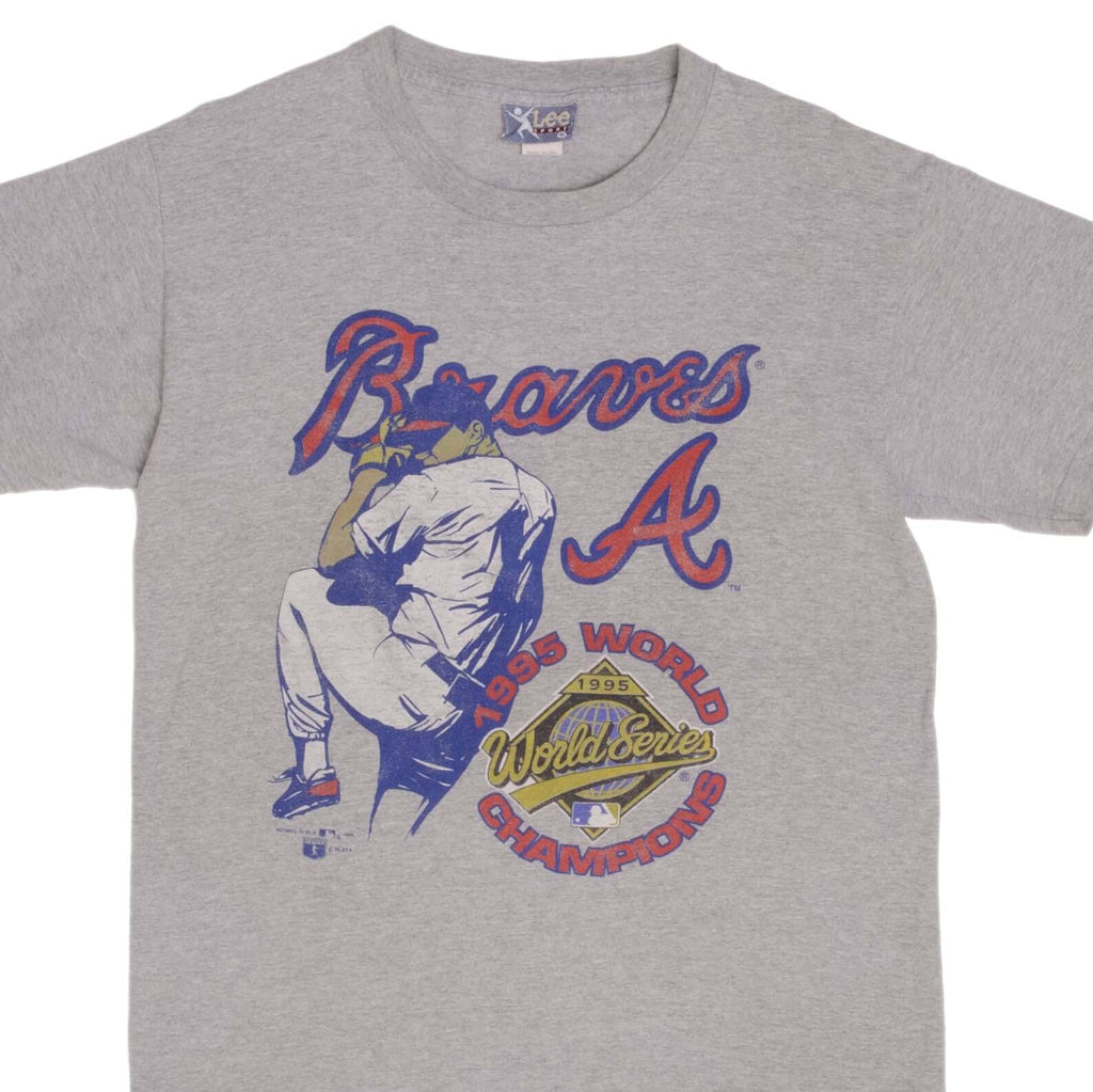 Vintage MLB Atlanta Braves World Champions 1995 Tee Shirt Size Medium Made In USA
