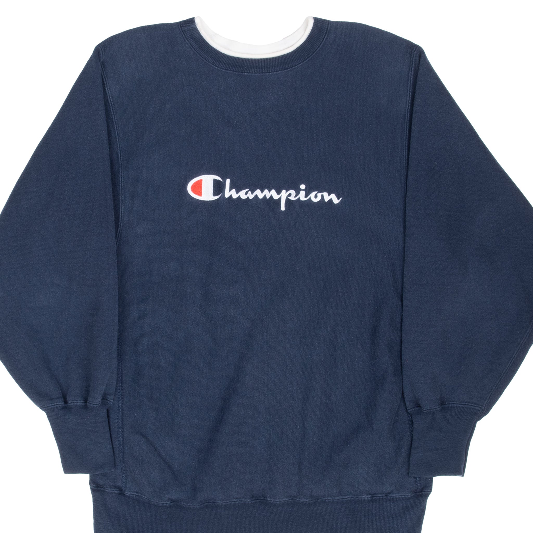 Vintage Champion Reverse Weave Spellout Blue Sweatshirt 1990S Size Large Made In Usa