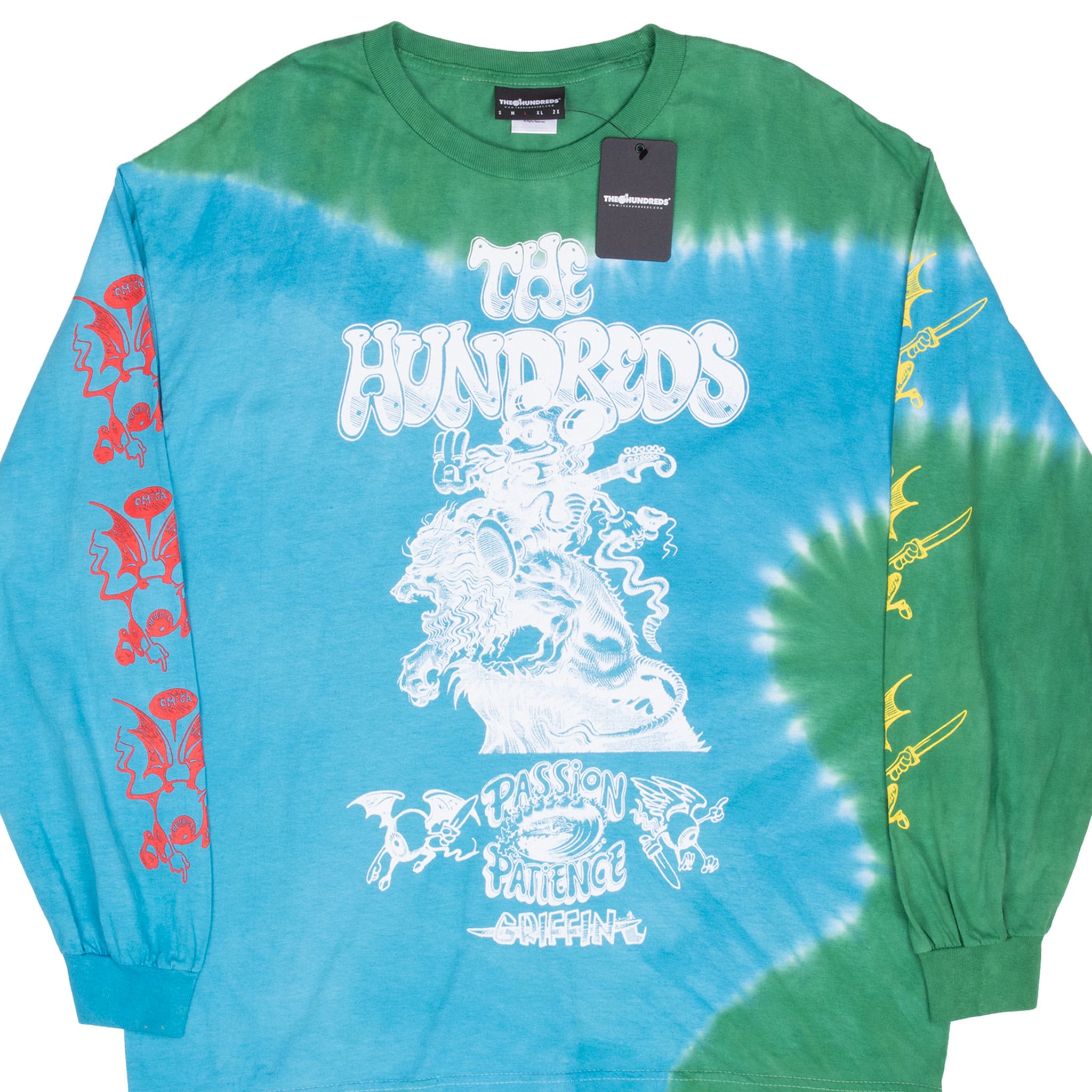 THE HUNDREDS X RICK GRIFFIN 2021 TIE DYE LONG SLEEVE TEE SHIRT SIZE LARGE DEADSTOCK