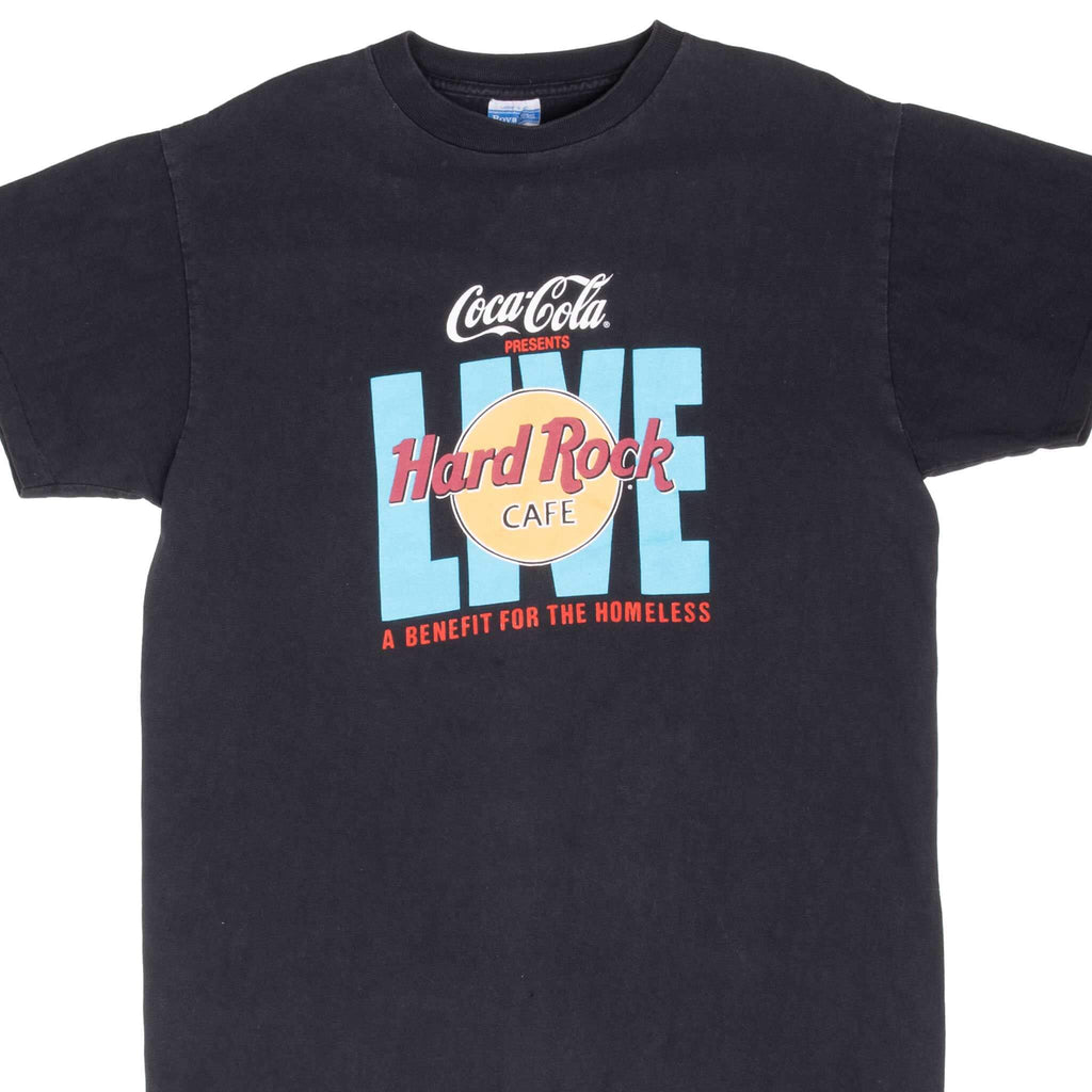 Vintage Hard Rock Cafe Coca Cola Live Tee Shirt 1990S Size Medium Made In Usa With Single Stitch Sleeves