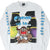 Front of white Space Jam long-sleeve tee with Taz, Gimme the Ball graphic, and sleeve lettering