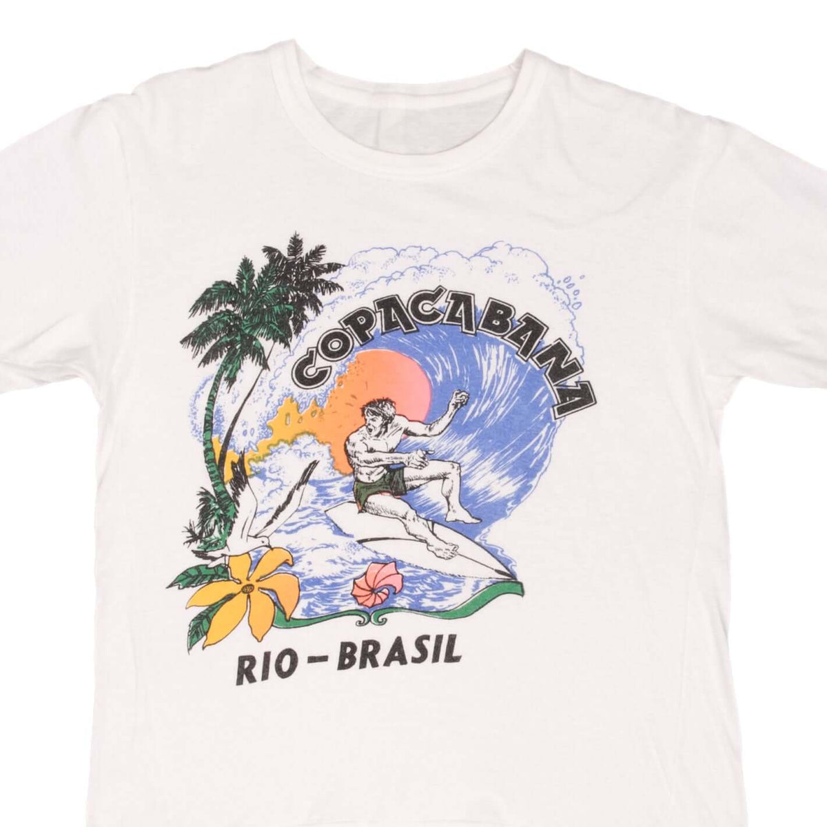 VINTAGE SURFING COPACABANA RIO BRAZIL SURF TEE SHIRT 1980S SIZE MEDIUM