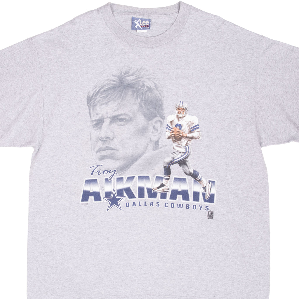 Vintage Nfl Dallas Cowboys Troy Aikman Tee Shirt 1990S Size 2XL Made In Usa