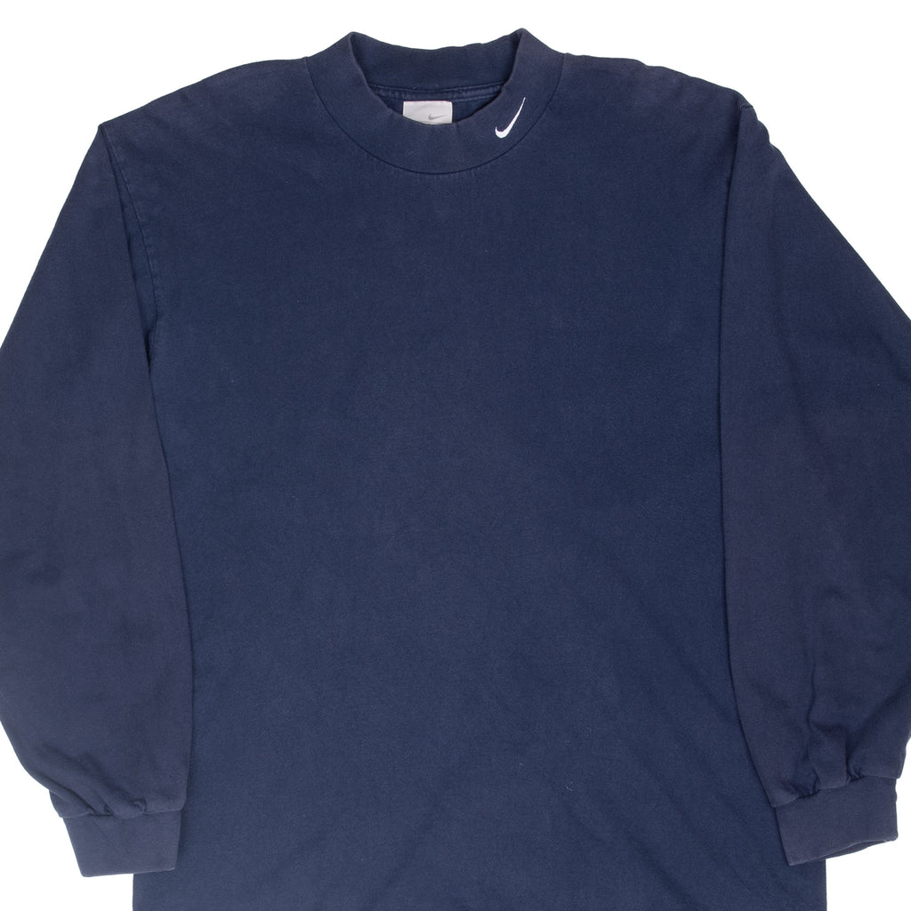 Vintage Nike Navy Blue Long Sleeve Turtle Neck Tee Shirt 2000S Size Large