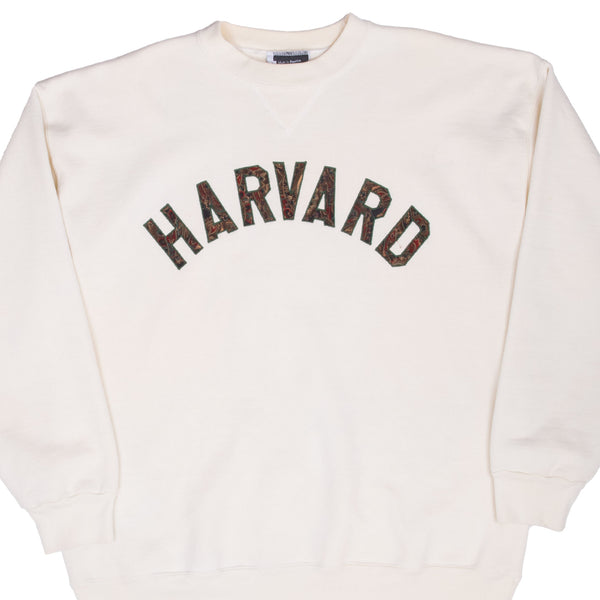 Vintage Harvard University Ivory Sweatshirt 1990S Size XL Made In Usa