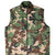 Front detail of The North Face ThermoBall puffer vest in green, brown, and tan camouflage