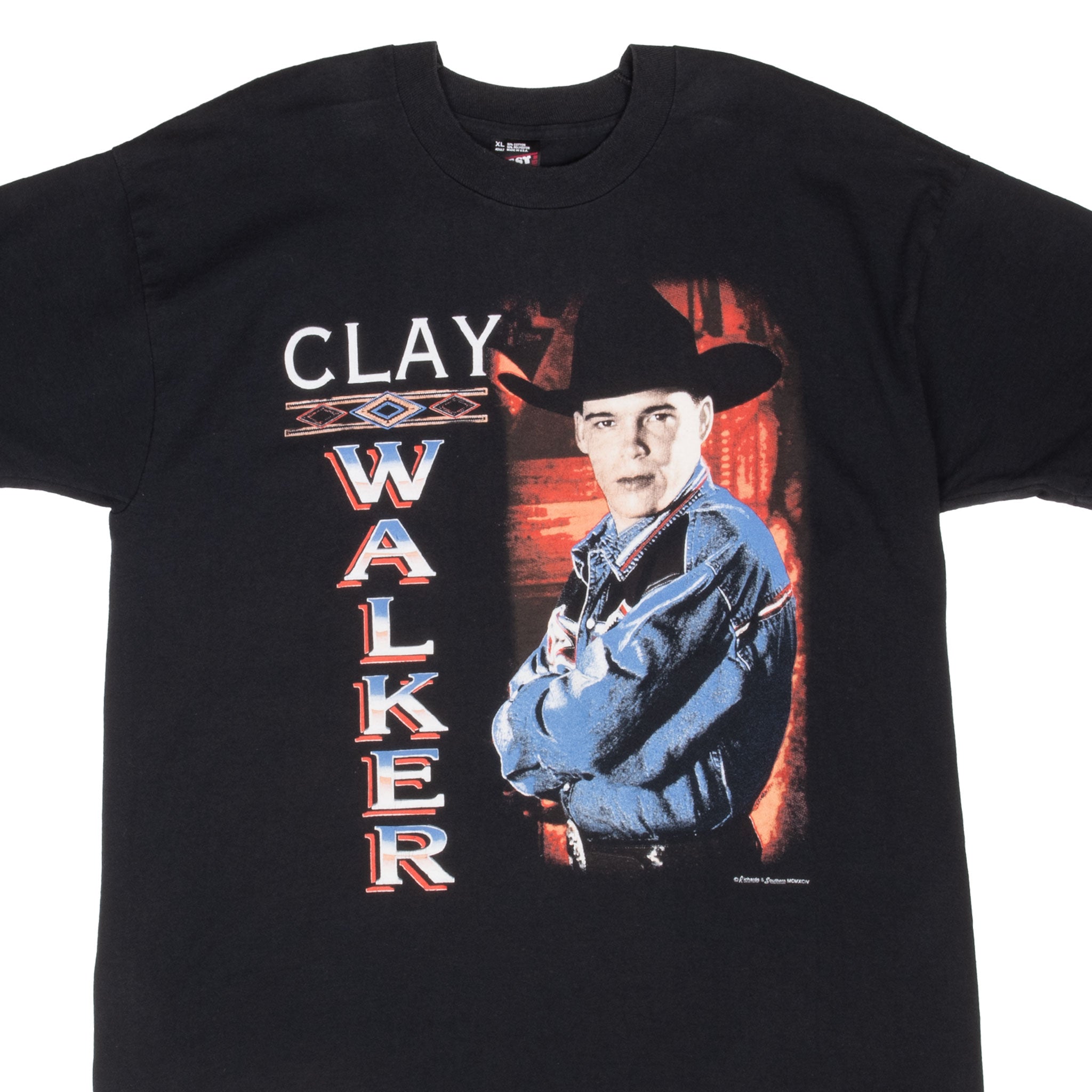 Vintage Clay Walker Tour 1995 Tee Shirt Size XL Made In Usa With Single Stitch Sleeves