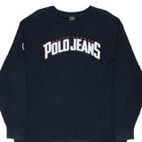 Vintage Ralph Lauren Polo Jeans Navy Blue Long Sleeve Tee Shirt 1990S Size XL Made In Usa