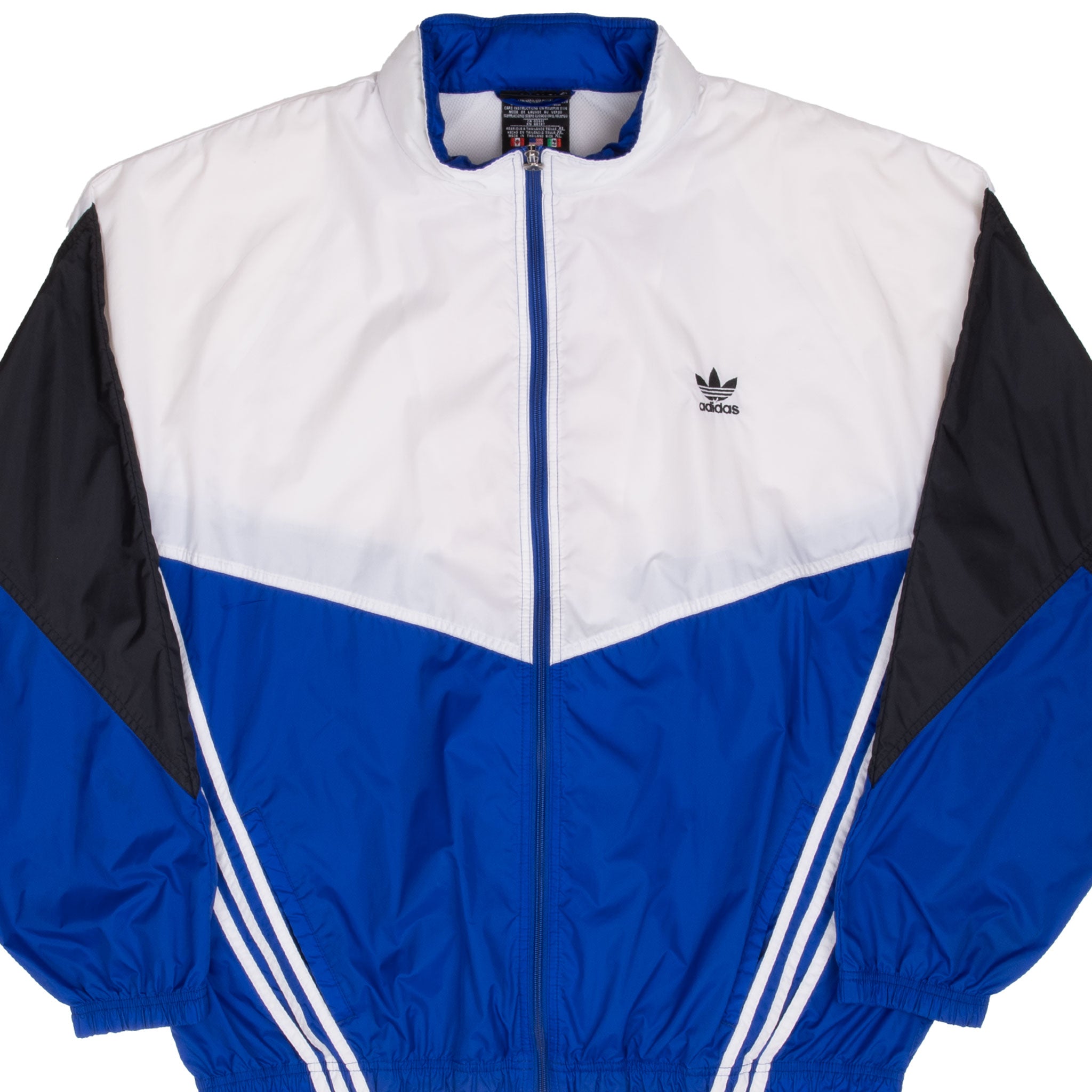 Vintage Adidas Blue White Black 1990S Windbreaker Jacket Size XL