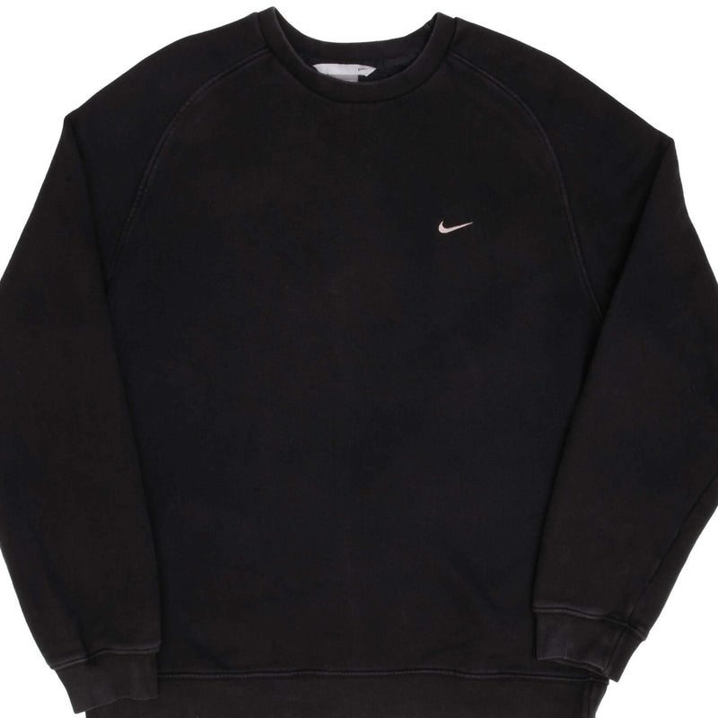 Vintage Nike Classic Swoosh Black Sweatshirt 2000S Size 2XL