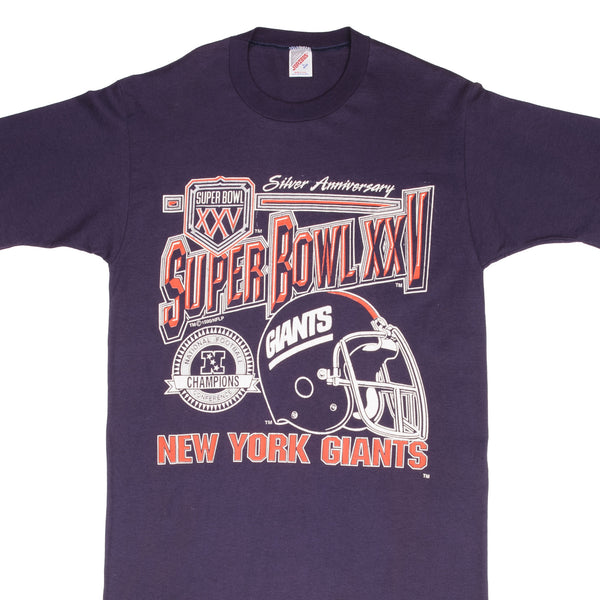 Vintage NFL New York Giants Super Bowl Xxv 1990 Tee Shirt Medium Made In Usa With Single Stitch Sleeves