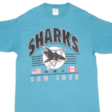 Vintage NHL San Jose Sharks Tee Shirt 1990s Size XL With Single Stitch Sleeves. Made In USA