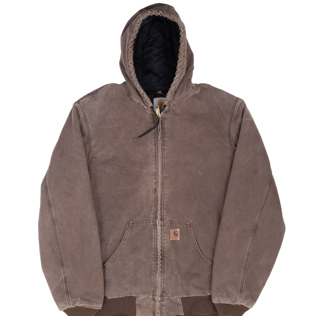 Vintage Carhartt Brown Hooded Active Jacket J131Cht 2004 Size Medium