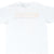 Back detail of white Nike basketball T-shirt with orange outlined Nike graphic