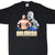 Front of black WCW T-shirt with Goldberg portraits and gold, gray, and blue name graphic