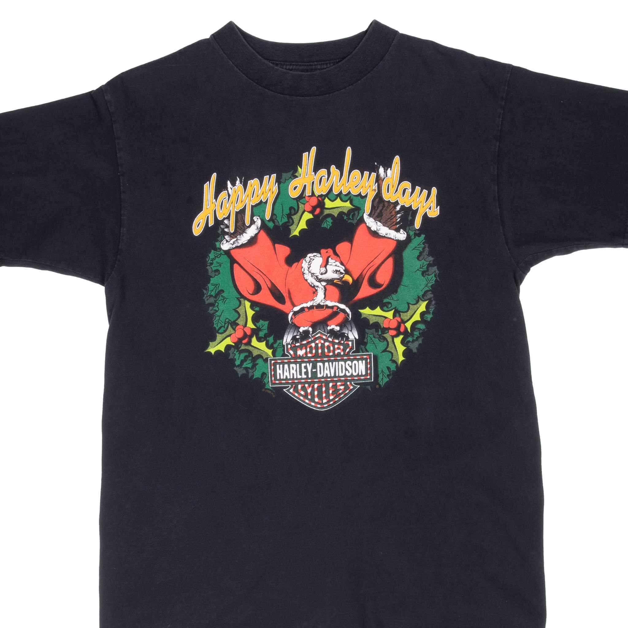 Vintage Harley Davidson Happy Harley Days Xmas Tee Shirt 1999 Size Medium