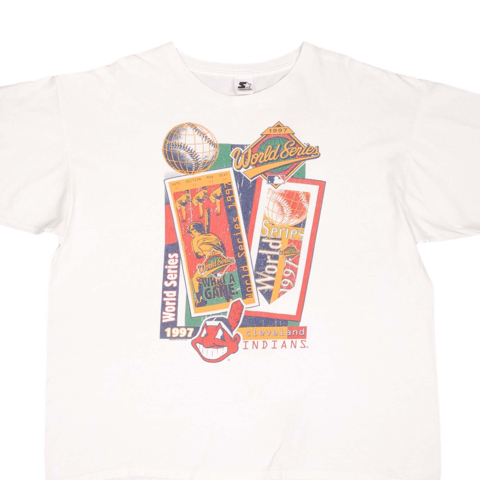 Vintage MLB Cleveland Indians World Series 1997 Tee Shirt Size XL Made In USA With Single Stitch Sleeves