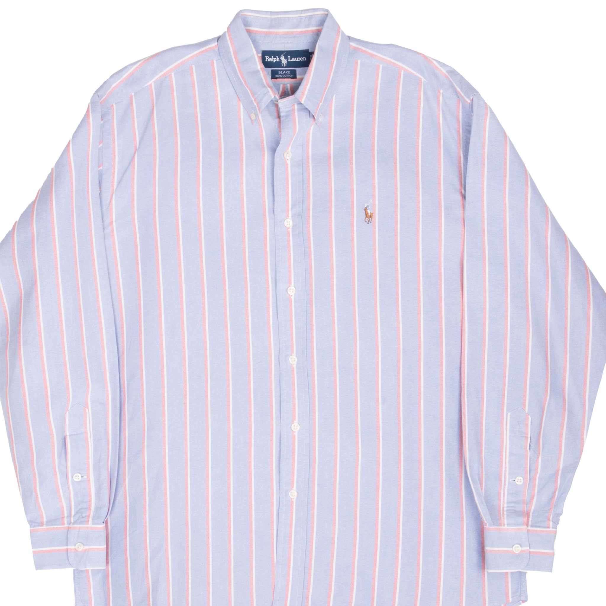 Vintage Ralph Lauren Blue And Red Striped Shirt 1990S Size Medium