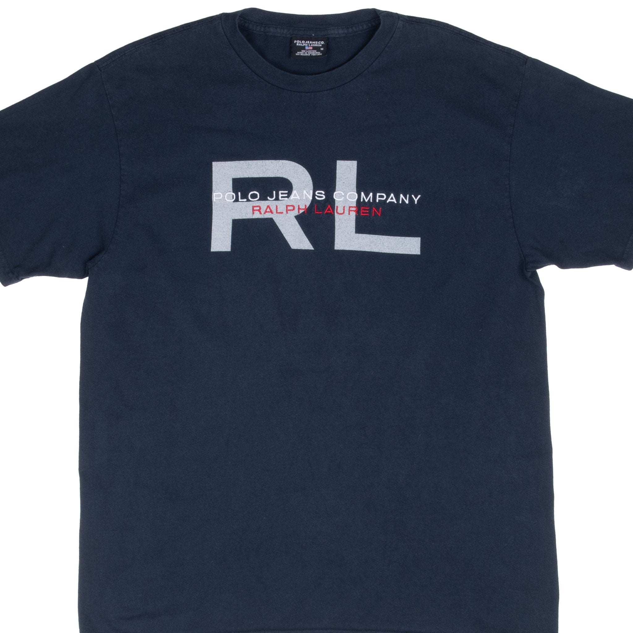 Vintage Ralph Lauren Polo Jeans Navy Blue Tee Shirt 2000S Size Medium