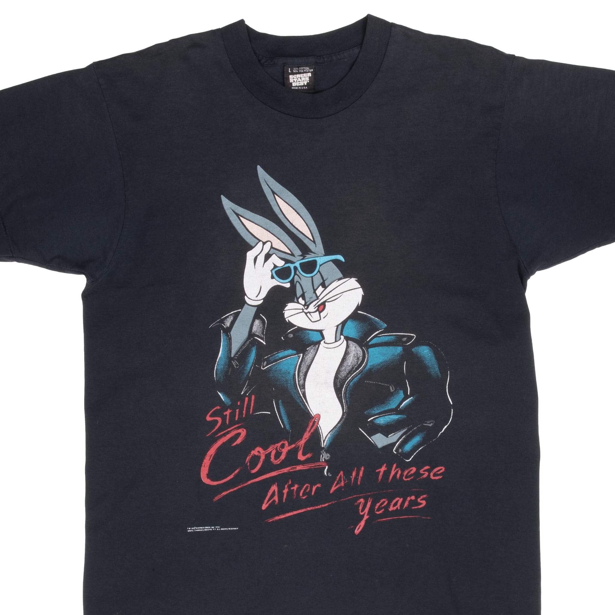 Vintage Looney Tunes Bugs Bunny 1990 Tee Shirt Large Made In Usa With Single Stitch Sleeves